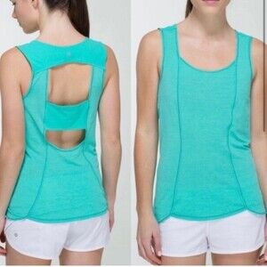 Lululemon Run Righteous tank top size 4-6, mint green open back athletic tank